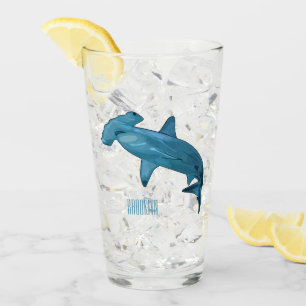 Hammerhead shark cartoon illustration glass