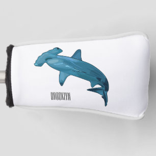 Hammerhead shark cartoon illustration golf head cover