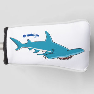 Hammerhead shark cartoon illustration golf head cover