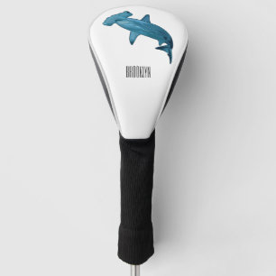 Hammerhead shark cartoon illustration golf head cover