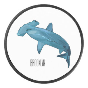 Hammerhead shark cartoon illustration hockey puck