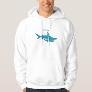 Hammerhead shark cartoon illustration hoodie