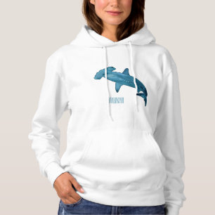 Hammerhead shark cartoon illustration hoodie
