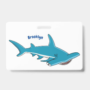 Hammerhead shark cartoon illustration ID badge