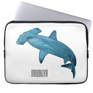 Hammerhead shark cartoon illustration laptop sleeve