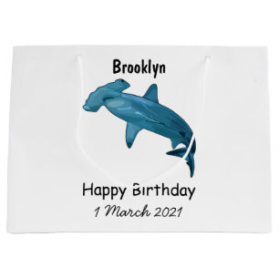 Hammerhead shark cartoon illustration large gift bag