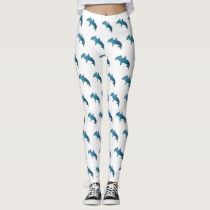 Hammerhead shark cartoon illustration leggings