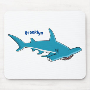 Hammerhead shark cartoon illustration mouse mat