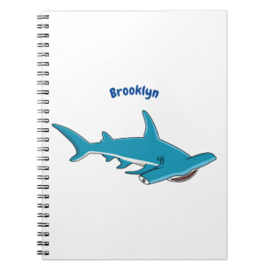Hammerhead shark cartoon illustration  notebook