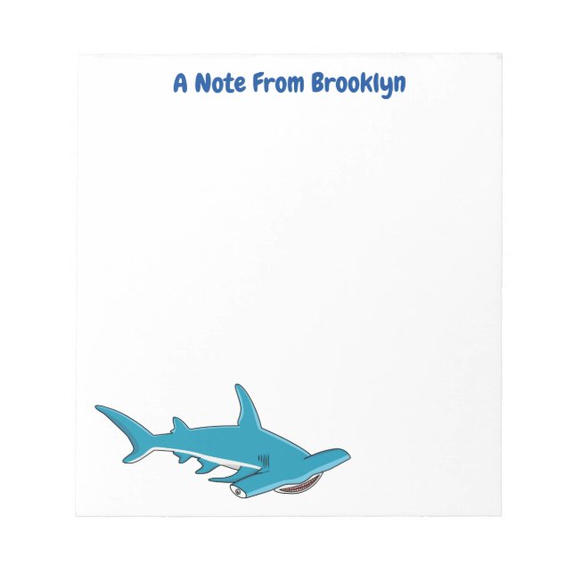 Hammerhead shark cartoon illustration notepad (Front)