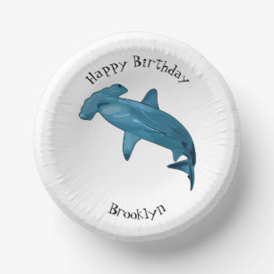 Hammerhead shark cartoon illustration paper plate