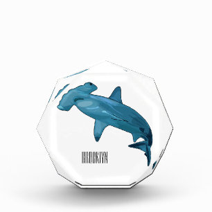 Hammerhead shark cartoon illustration photo block