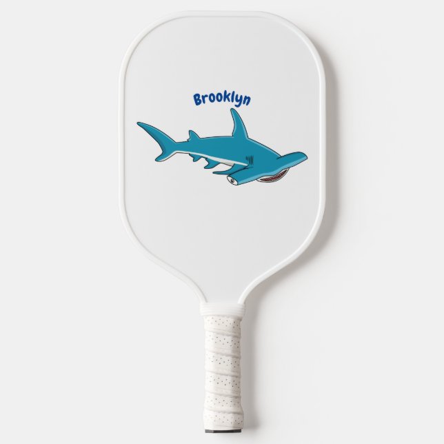 Hammerhead shark cartoon illustration pickleball paddle (Front)