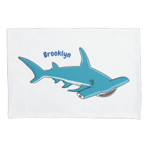 Hammerhead shark cartoon illustration pillowcase