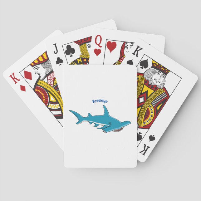 Hammerhead shark cartoon illustration playing cards (Back)