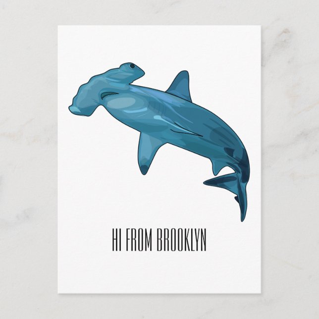 Hammerhead shark cartoon illustration postcard (Front)