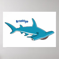 Hammerhead shark cartoon illustration