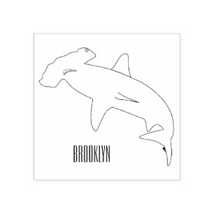 Hammerhead shark cartoon illustration rubber stamp