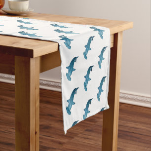 Hammerhead shark cartoon illustration short table runner