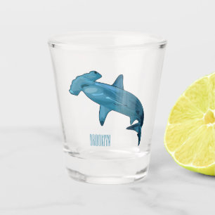 Hammerhead shark cartoon illustration shot glass