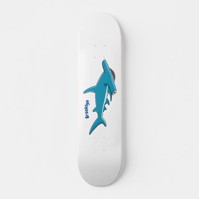 Hammerhead shark cartoon illustration skateboard (Front)