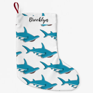 Hammerhead shark cartoon illustration  small christmas stocking