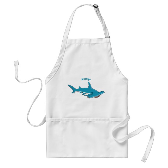 Hammerhead shark cartoon illustration standard apron (Front)