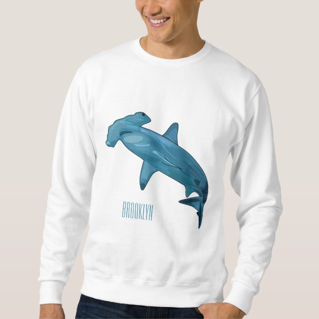 Hammerhead shark cartoon illustration sweatshirt (Front)