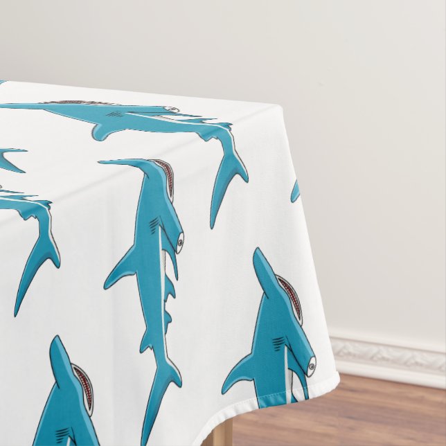 Hammerhead shark cartoon illustration  tablecloth (In Situ)