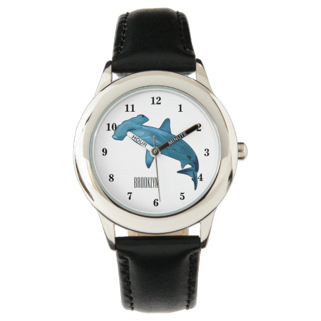 Hammerhead shark cartoon illustration watch (Front)