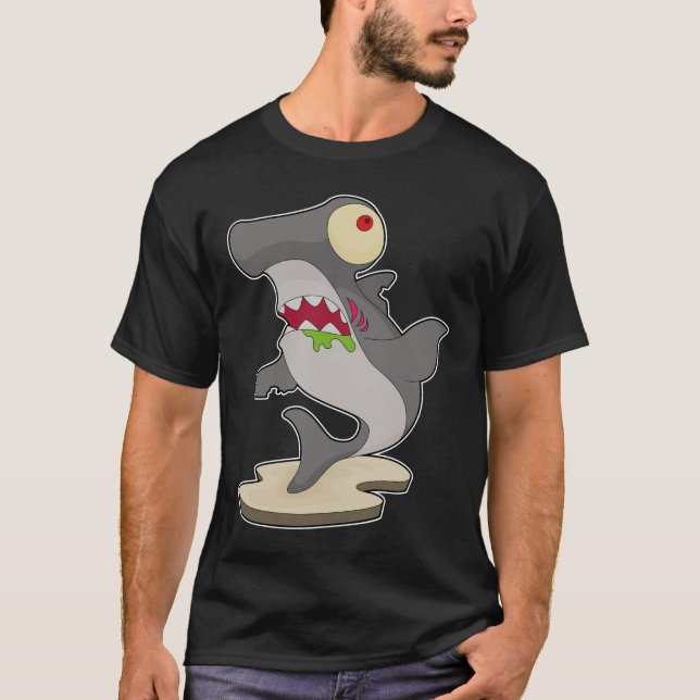 Hammerhead shark Halloween Zombie T-Shirt (Front)
