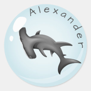 Hammerhead Shark in a  Bubble  Personalise Classic Round Sticker
