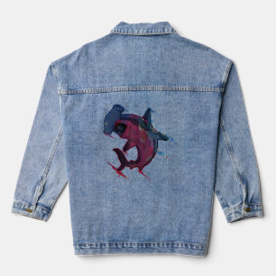 Hammerhead Shark Marine Life Water Color Ocean Ani Denim Jacket