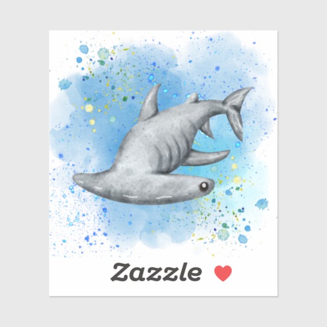 Hammerhead shark on 3" x 3" sticker (Sheet)