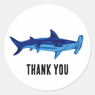 Hammerhead Shark Painting Thank You  Classic Round Sticker