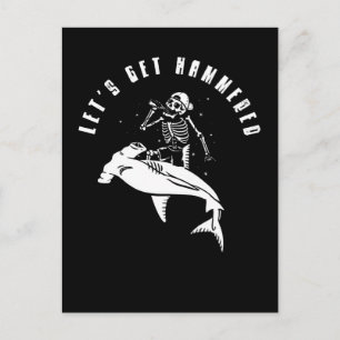 Hammerhead Shark Party Funny Beer Drinking Humour Postcard