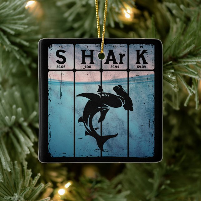 Hammerhead Shark Periodic Table Elements Chemistry Ceramic Ornament (Tree)
