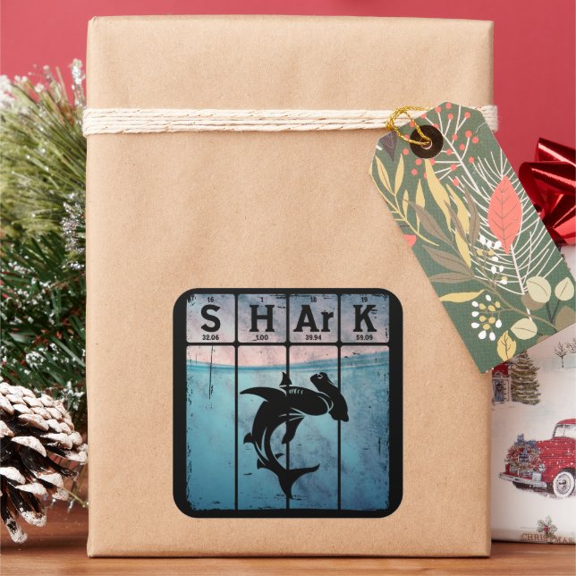 Hammerhead Shark Periodic Table Elements Chemistry Square Sticker (Holiday)