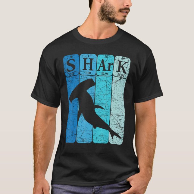 Hammerhead Shark Periodic Table Elements Retro Sha T-Shirt (Front)