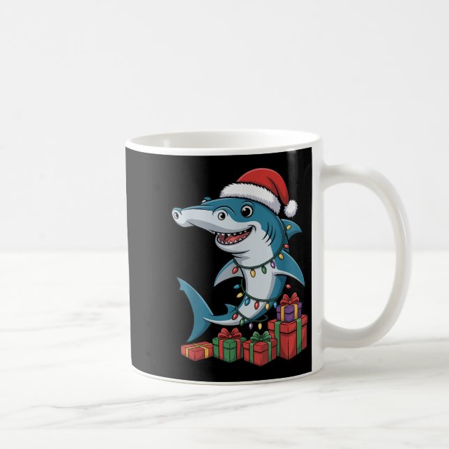 Hammerhead Shark Santa Hat Christmas Funny Marine  Coffee Mug (Right)
