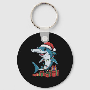 Hammerhead Shark Santa Hat Christmas Funny Marine Key Ring