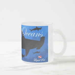 HammerHead Shark - Save Our Oceans Frosted Glass Coffee Mug