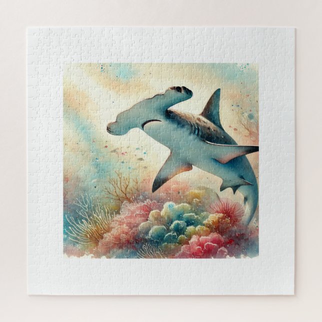 Hammerhead Shark Serenity 290824AREF136 - Watercol Jigsaw Puzzle (Vertical)