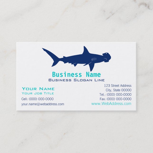 Hammerhead Shark Silhouette Business Card (Front)