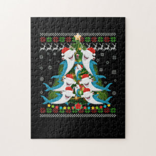 Hammerhead Shark Xmas Lighting Tree Shark Jigsaw Puzzle