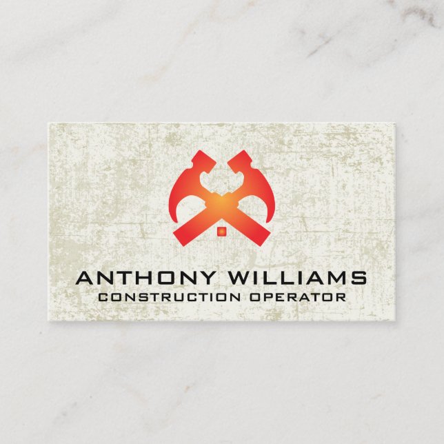 Hammers and House Roof | Grunge Background Business Card (Front)
