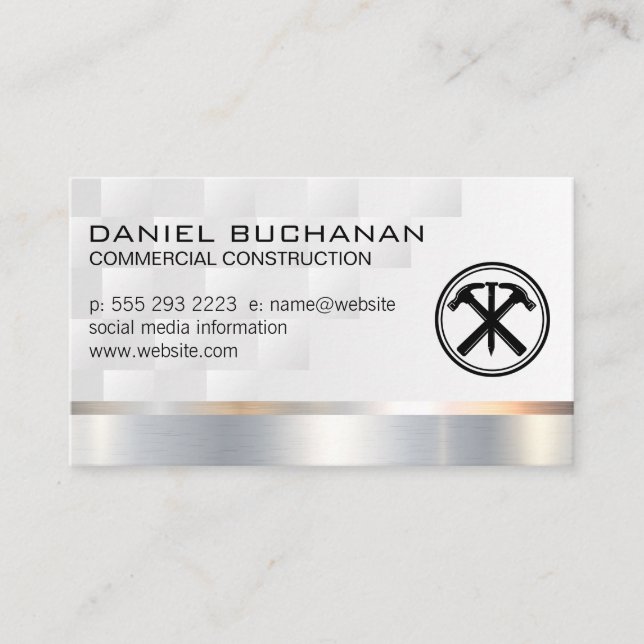 Hammers and Nail | Construction Builder Business Card (Front)