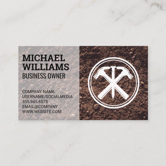 Hammers and Nail | Construction Contractor Business Card (Front)