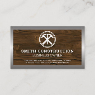 Hammers and Nail Logo   Wood Metal Business Card