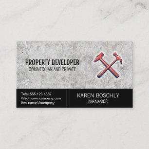 Hammers Icon   Construction Developer Business Card